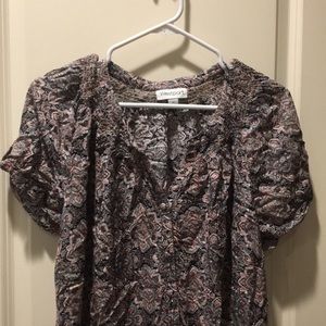 Westport button down paisley short sleeve top blouse women’s plus size 1X